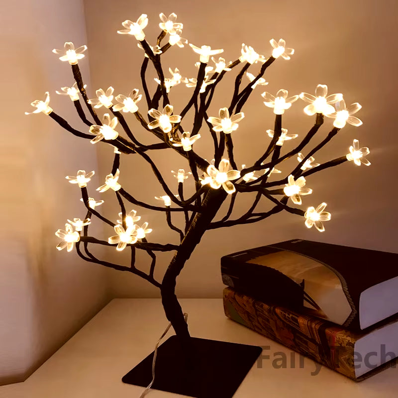 24 LED Rose Flower Tree Lights USB Table Lamp Fairy Maple Leaf Night Light Home Party Christmas Wedding Bedroom Decoration Gift