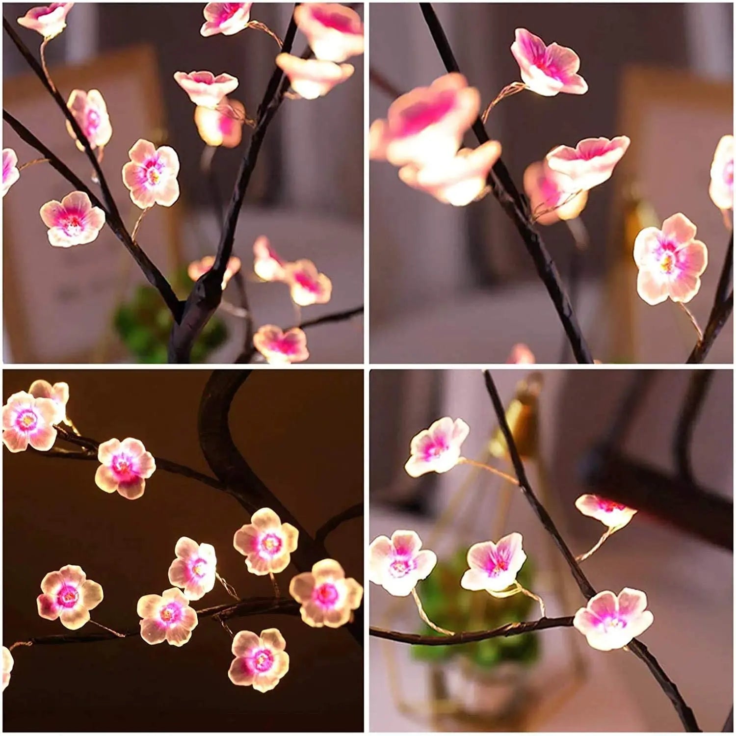 Table Tree Night Light Usb/Battery Powered Touch Switch Artificial Bonsai Cherry Blossom Desktop Tree LED Lamp Light Decoration