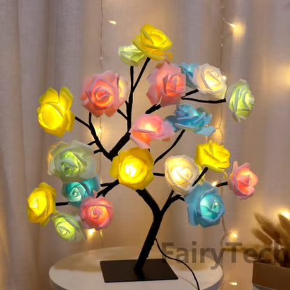 24 LED Rose Flower Tree Lights USB Table Lamp Fairy Maple Leaf Night Light Home Party Christmas Wedding Bedroom Decoration Gift